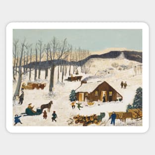 The Burning of Troy by grandma moses Sticker